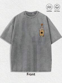 1 PCS Small Tito's Vodka Bottle Graphic (Leopard - Print), Back "SHOW ME YOUR TITOS" Lettering (Retro - Style Font) & Large Tito's Vodka Bottle Graphic (Leopard - Print), 100% Cotton Breathable Apparel Suitable For Men, Women, Vodka Enthusiasts, Streetwear Lovers, Edgy Fashion Aficionados, Party - Goers, Perfect For Casual Daily Wear, Street Style Outings, Parties, Hangouts With Friends, Music Festivals & Urban Fashion Occasions - Xám - Xem 2