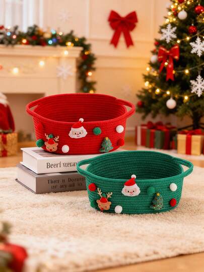 1pc Valentine's Day Gift Basket, Storage Basket Gift Candy Hamper, Valentine's Day Storage Basket, Gift Basket, Suitable For Bedroom, Living Room Storage, Suitable For /Winter, Atmosphere Storage Basket, Valentine's Day Gift Storage Basket, Suitable For Valentine's Day Gifts