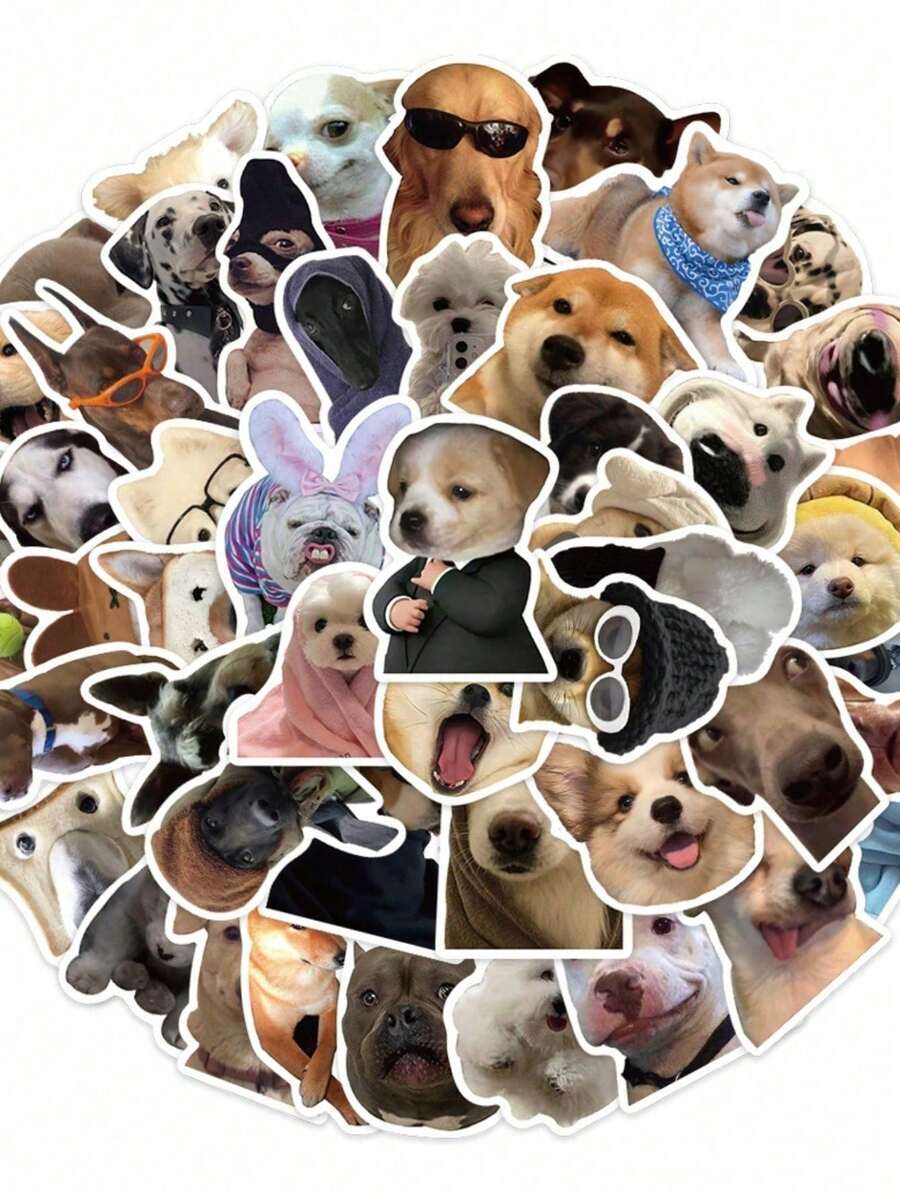 50 pegatinas de expresiones de perros famosos en Internet .sticker.Tesoro de juguete - Multicolor - Ver 1