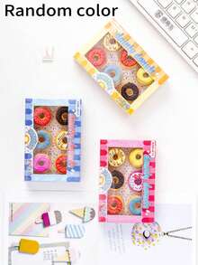 6pcs (Random Color & Style Assorted) Candy Color Donut Erasers Set, Student Erasers, Stationery & School Supplies