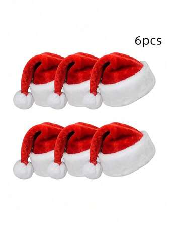 1-12 Piezas Sombreros de Navidad, Sombreros de Papá Noel, Sombreros Navideños para Adultos de Estilo Neutro Rojo de Doble Capa Acolchados de Terciopelo Cálidos y Cómodos para Fiesta de Año Nuevo, Acción de Gracias, Navidad, Atuendo de Vacaciones de Invierno para Mujeres