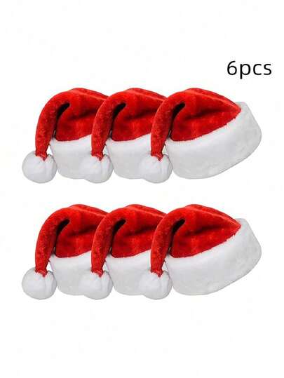 1-12 Pieces Christmas Hats, Santa Claus Hats, Santa Claus Holiday Hats For Adults Red Neutral Style Double Layer Thickened Velvet Warm And Comfortable New Year Holiday Party