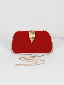 1个天鹅绒盒装优雅手拿包，闪亮金属装饰晚宴包，适合正式场合、派对、婚礼新娘钱包、斜挎包 - 紅色 - 查看 2