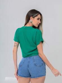 Women's Shirt Blouse Buttons Viscose Fresh Summer Comfortable Style Best Quality - 綠色 - 查看 2