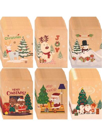 30 pezzi Sacchetti regalo in carta kraft natalizia - Durevoli, eleganti, perfetti per feste natalizie, matrimoni ed eventi stagionali, ideali per incartare regali e decorazioni, sacchetti per dolcetti festivi, forniture per l'incarto dei regali