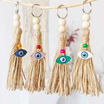 Bohemian Style Blue Eye Door Knob Hangings - Handcrafted Decorative Accessories In Various Colors For Doors, Walls, Bags, And Car Interiors - Unique Gift Option!