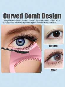 3-In-1 Detachable Eyelash Tool Set, Includes Eyelash Mascara Protector, Eyeliner Template, Eyeshadow Template, Pink Eyelash Curler, Wing Eyeliner Pen, Mermaid Eyelash Mascara Protector, Silicone Eyelash Separator, Reusable Makeup Eyelash Tools, Multi-Functional Eye Makeup Assist & Protect Tools, Detachable Pink Eyelash Helper, Beauty Makeup Tools, Eyelash & Eyeliner Drawing Auxiliary, Eyelash Card