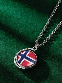 1 Pc Of National Flag Pendant Necklace For Men And Women Couple Lovers , Daily And Street Style National Day Celebration Wearing, Feast Festival Birthday Gift For Brothers Classmates Boyfriend Girlfriend, Retro Unique Traditional Celebrity Style Jewelry - National Flag - View 55