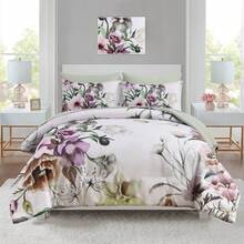 DJY 7 Pieces Purple Floral Comforter Sets Full Queen King Bed In A Bag,Elegant Flower Comforter With Sheet Set, Soft Microfiber Bedding Set For Wedding Items,Valentines Day Home Bed Room Decor,Mothers Day Gift,All Season - màu xanh lá - Xem 15