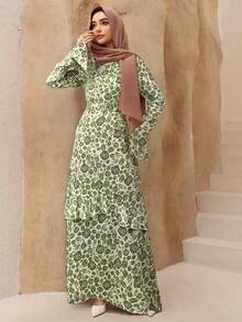 Women's Elegant Ruffle Trim Tie-Waist Flare Sleeve Dress, Spring/Summer