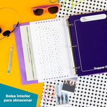 - Carpeta Trapper Keeper, diseño retro, carpeta de 1 pulgada que incluye 2 carpetas y bolsillo adicional, anillos de metal y clip de resorte, almacenamiento , palmeras y material escolar (260038FDE1-ECM) - Profesional - Ver 10