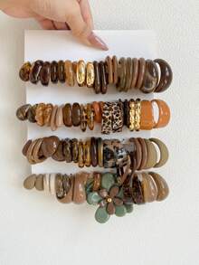 1-38 Pairs Random New Teardrop Flower Vintage Coin Geometric Acrylic Exaggerated Fashion Earring Set, Suitable For Women, Mother's Day, Valentine's Day, Christmas, Daily Wear - Multicolor - View 10