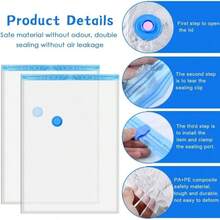 15 Piezas Bolsas de Almacenamiento al Vaco, Bolsas de Vacio con Bomba Manual, Vacuum Storage Bags, Reutilizables Bolsas de Compresin de Ahorro de Espacio para Guardar Edredones, Cobijas, Colchas - 8 - Ver 4