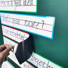 16 件磁性 4 行 3 格黑板贴纸，可重复使用可擦除英语书写白板贴纸，教师课堂学习工具，强磁底部，趣味设计，冰箱贴，彩色语言教学