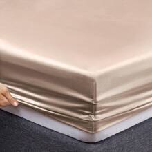 Silky Soft Pink Twin XL Satin Bed Sheets Set, 1 Deep Pocket Fitted Sheet + 1 Flat Sheet + 1 Pillowcase,  In 2025 - 琥珀米色 - 查看 6