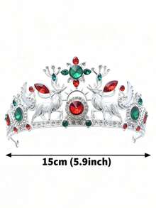 1pc Elegant Royal Deer Antler & Leaf Branch Crown - Shiny - Green, Red, Gold, White And Transparent Decorative Headpiece - Christmas, New Year Or All Year Round Formal Party Crown, Suitable For Women - Durable Comfortable Design, Suitable For Themed Events, Balls And Casual Outfits - Perfect Match For Christmas Party Outfits And Holiday Celebrations - Deer Shaped Headpiece Crown