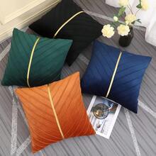 Navy Blue Velvet Throw Pillow Covers 18 X 18 Inch Pack Of 2 With Gold Leather Decor For Couch, Luxury Modern Pillowcases For Living Room, Bedroom Sofa Cushion Bed - 墨綠色 - 查看 4