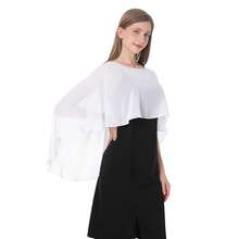 Baoqiya Women's Capelet Shawls And Wraps For Evening Dresses Soft Bridesmaid Shawl Chiffon Cape Wedding Cover Up{"Color_name":"Ivory"} - Ivory - 查看 1