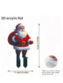 Estaca de jardín de Papá Noel de acrílico 2D con barba blanca - Mejor decoración navideña para el patio, sin batería, decoración navideña para el jardín - Multicolor - Ver 16