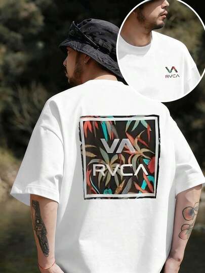 グラフィックプリントTシャツ RVCAブランド オーガニック 両面プリント コットン 快適 レギュラーフィット ヴィンテージ 春 秋スタイル