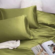 Silky Soft Pink Twin XL Satin Bed Sheets Set, 1 Deep Pocket Fitted Sheet + 1 Flat Sheet + 1 Pillowcase,  In 2025 - Sage Green - View 5