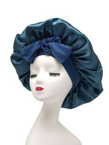 1件装奢华缎面丝绸睡眠帽 - 可调节蝴蝶结，荷叶边设计，男女通用，夜间保护头发，质地柔软奢华，适合男女佩戴。 - 多色(1pc) - 查看 14