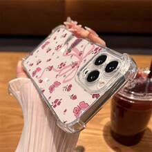 Sweet Bow & Floral Clear Phone Case |Compatible With   17/16/15/14/13/12 Plus Pro Max& A  Series| Cute & Girly Gift For Friends & Self - Use, Ideal For Daily & Fashion - Loving Life | Perfect For Birthdays, Girly & Cute Enthusiasts! - 透明的 - 查看 3