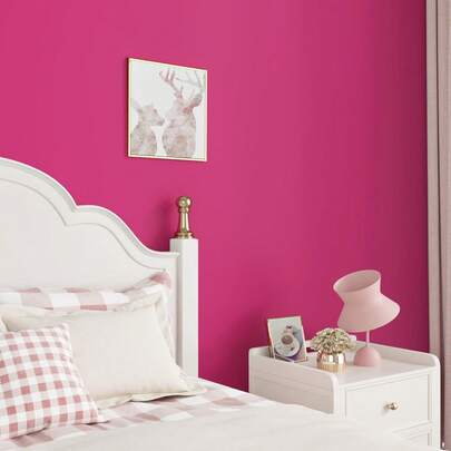 1 Roll Of Rose Red Self-Adhesive Wallpaper, Bright Pink Cabinet Self-Adhesive Wallpaper, Self-Adhesive Solid Color Matte Wallpaper, Magenta Drawer Sticker For Girls' Bedroom And Living Room Walls, 15.7inx39.3/118.1/196.8/393.7in Wallpaper Suitable For All Seasons