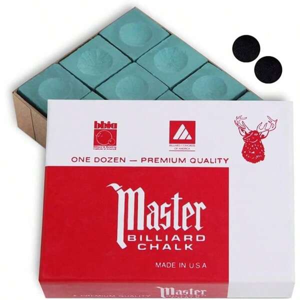 Chalk Billiard Pool Cue Chalk Premium Quality - 1 Dozen - Made In USA+ 2 Pcs Of Quality Billiard Pool Table Spots Spruce