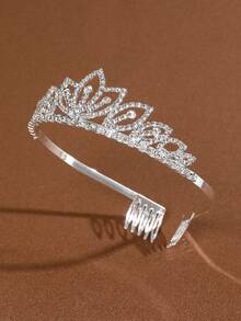 1pc Elegant Crown Party Bridal Crown Headband, Rhinestone Headpiece, Bride Hairpiece, Coronas, Tiara