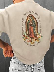 Men's Virgin Of Guadalupe T-Shirts Stylish Shirts 100% Cotton 30.1 Thread - Fastest Shipping From Brazil - Galaxy Shopp - Màu be - Xem 1