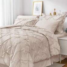 Comforter Set Pieces, Beige Bed In A Bag Comforter Set Bedroom, Bedding Comforter Sets With Comforter, Sheets,Ruffled Shams & Pillowcases - Màu be - Xem 15