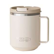 1 pieza Taza de café de acero inoxidable 304 de doble pared de 500 ml con tapa y asa, taza de agua aislada de doble capa portátil resistente a quemaduras, taza térmica sellada para leche y café, vaso, taza para beber de gran capacidad, adecuada para estudiantes y adultos en la escuela, oficina, campamento al aire libre, picnic, viaje