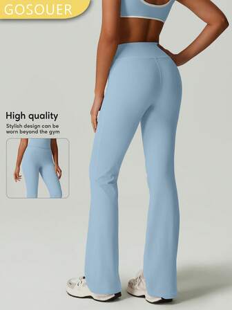 GOSOUER Damskie legginsy sportowe z wysokim stanem i rozkloszowanym dołem, modelujące brzuch, do ćwiczeń i jogi, rozszerzane