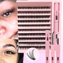 Nối mi chùm kèm nhíp Bond&Seal Mi riêng lẻ DIY Độ dài mi hỗn hợp 30D40D50D Chùm mi mềm mại tự nhiên để trang điểm tại nhà - Hồng - Xem 13