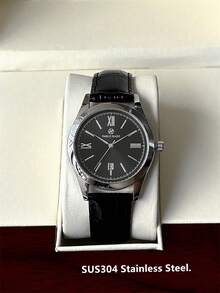 PABLO RAEZ 1pc Man Business Watch Fashion Casual Wristwatch For Gentleman Silver Jewelry Non Tarnish Color Stainless Steel Luxury Black Soft Leather Bracelets Chain Real Bar Scales Calendar Display With Date 50M Waterproof Top Brand New AAA Male Quartz Wristwatch Elegant Clocks Nice Teacher Gifts Hours Friend Or Family Father Presents Fit For Daily Life/Work/Party Decorations Dress Watch Graduation Wedding Presents - 均碼 - 查看 5