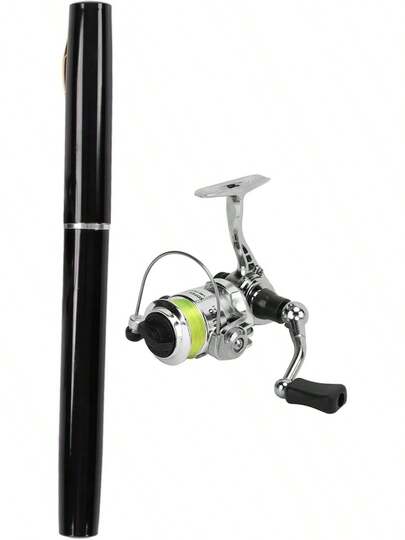 RiToEasysports Kit de Caña de Pescar, Combo de Rueda de Carrete de Caña de Pescar Portátil Retráctil de Bolsillo con Forma de Bolígrafo para Pesca de Agua Dulce y Agua Salada