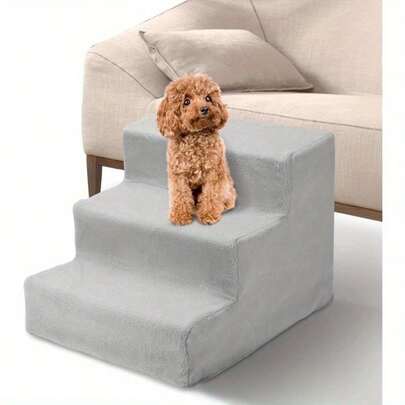 Dog Stairs Pet Dog Steps 3/4 Steps Curved Dog Ladder Pet Stair Step For Bed 45x35x30cm Pet Stairs Pet Ladder With Washable Non Slip Plush Cloth Cover