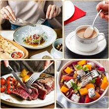 Cubiertos de Acero Inoxidable 36 Piezas, Juego de Cubiertos para 6 Personas, Incluye Cucharas Cuchillo Carne Tenedores, para Hogar Fiestas y Camping, Plata - Plateado - Ver 7