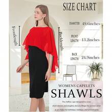 Baoqiya Women's Capelet Shawls And Wraps For Evening Dresses Soft Bridesmaid Shawl Chiffon Cape Wedding Cover Up{"Color_name":"Red"} - 紅色的 - 查看 6