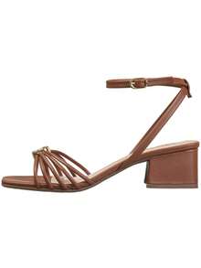 Women's Sandals With Medium Block Heel And Straps, Metal Embellishment, Comfortable And Stylish, GiGiL - Lạc đà - Xem 3