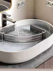 1pc Bathroom Corner Shelf Triangle Basket Wall Mounted Shower Gel Storage Rack, Home & Bathroom Use