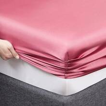 Silky Soft Pink Twin XL Satin Bed Sheets Set, 1 Deep Pocket Fitted Sheet + 1 Flat Sheet + 1 Pillowcase,  In 2025 - Light Wine Red - View 8