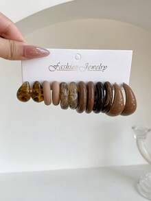 1 Set de 6 pares de nuevos pendientes de gota, moneda vintage, estampado de leopardo Y2K, conjunto de pendientes de resina acrílica geométrica, regalo de joyería de moda para mujeres, adecuado para el Día de la Madre, San Valentín, Navidad, uso diario