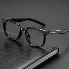 1pc Square Glasses, Non-Prescription Glasses, Fashionable Square Glasses, Simple Design, Decorative Glasses, Suitable For Daily And Business Wear, Eyewear, Black Glasses, YK2 Style Rectangular Glasses - Màu đen sáng - Xem 7