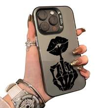 Compatible With IPhone 17 Pro Max 16 Plus 15 14 13 12 11 Air E Skull Hand Lip Tattoo Durable Shockproof Anti-Scratch PC Protective Case - màu đen - Xem 11