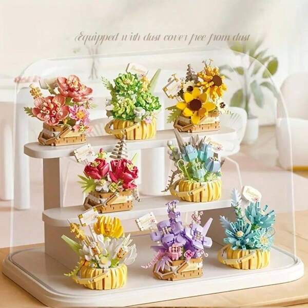 Bloques de Construccin de Ramo de Flores, 524 Pcs Bloques de Construccin de Flores Artificiales, Juego de Ramo de Flores, Bloques de Construccin Flores Artificiales Decoracion