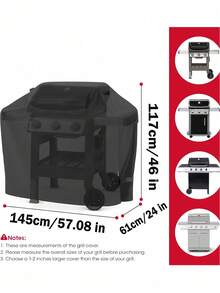 1pc Grill Cover, Multi-Size Options, ICOVER Waterproof BBQ Gas Outdoor Grill Cover For Small Gas Grill, Polyester Easy Open/Close, Dust-Proof & Fade-Resistant, Adjustable Hem Drawstring, Black, Suitable For Weber, Char-Broil, Nexgrill And More