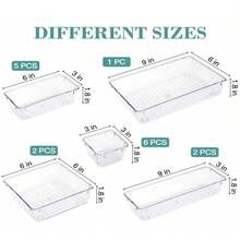 1/7/16/25 مجموعة صناديق تنظيم الرف الشفافة من البلاستيك - صناديق تخزين متعددة الوظائف بأربعة أحجام، مناسبة للمكتب والمكتب وتنظيم الرف، مصنوعة من مادة البولي بروبيلين المتينة، مثالية للاستخدام المنزلي والمكتبي، صناديق تنظيم درج المكتب | صناديق بلاستيكية شفافة | بلاستيك متين، صناديق تنظيم درج المكتب، صناديق تخزين المكتب