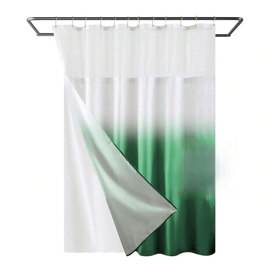 Waffle Weave Shower Curtain With Snap-In Fabric Liner Set, Hotel Style, Slub Textured Shower Curtain, 12 Metal Hooks Included, Waterproof & Washable Heavyweight Fabric, Green, 72" W X 72" H{"Color_name":"WaffleGreen","Size_name":"72\"Wx72\"L(Packof1)"} - 多色21 - 查看 1